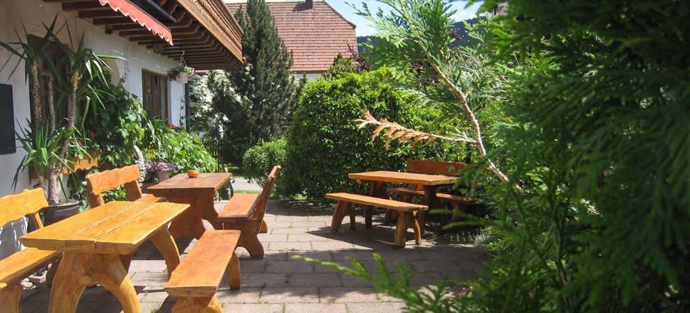 unsere schöne Terrasse im Landhaus Mast